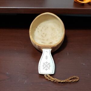 RARE Handcrafted Wooden Kuksa Cup with White Handle